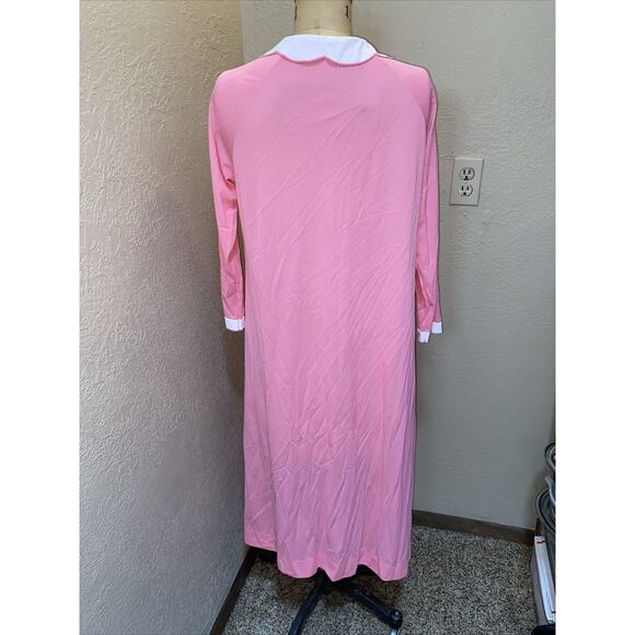 Vintage Lorraine Nightgown Cover Up Bubble Gum Pink Nylon Size Small - Picture 6 of 8